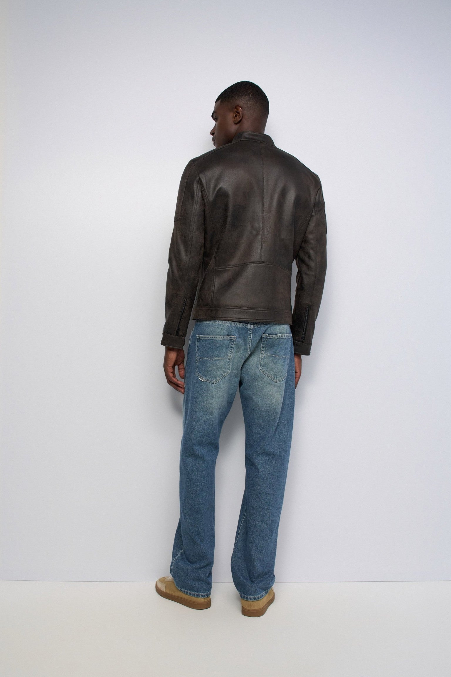 CAZADORA BIKER EFECTO CUERO