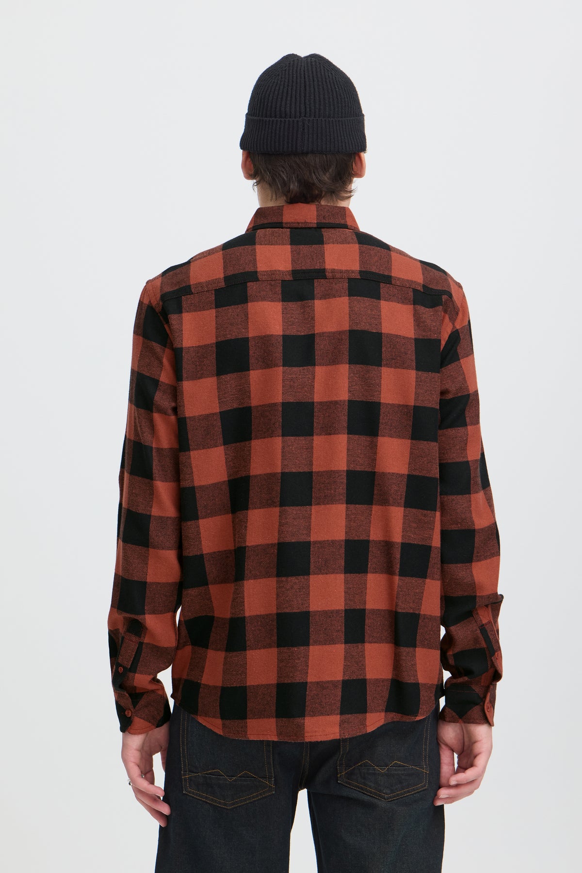 Camisa Blend de cuadros teja y negro