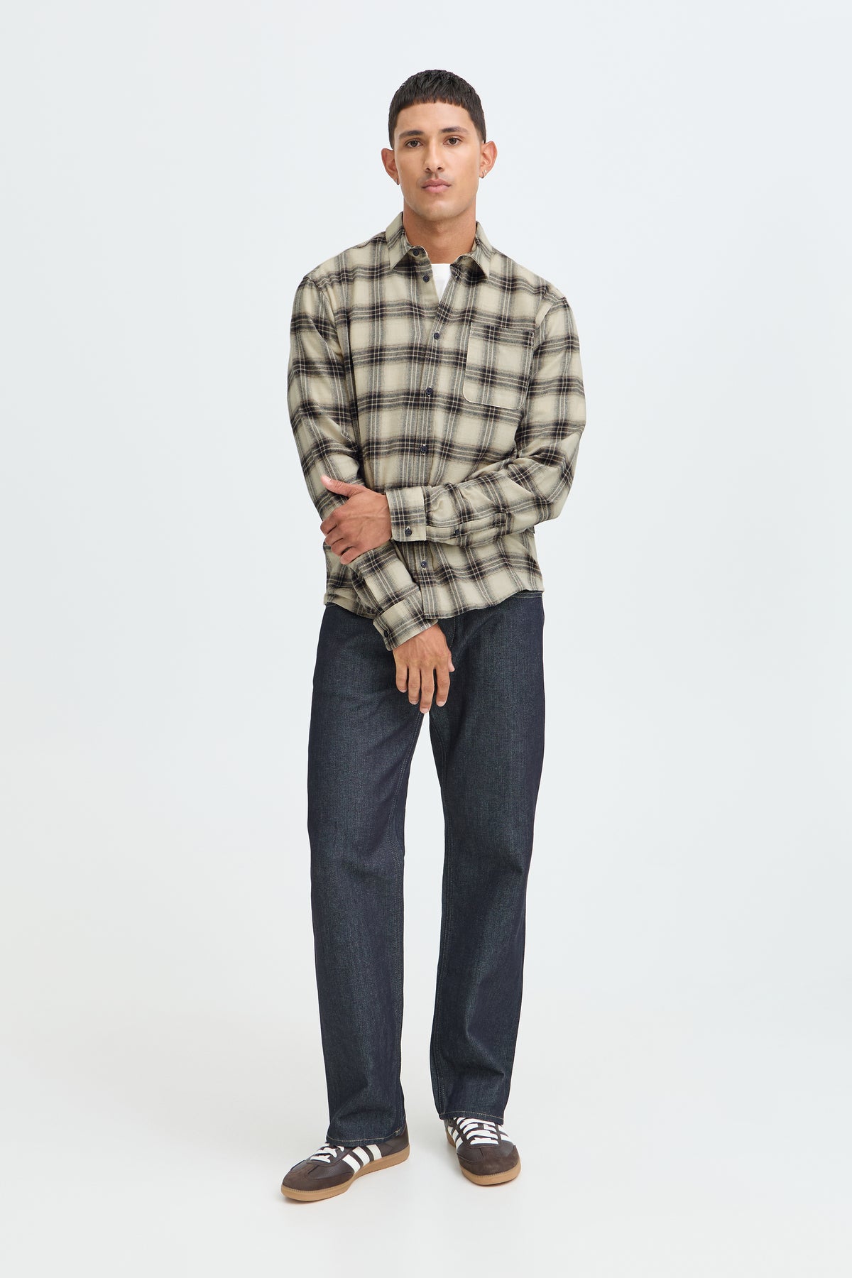 Camisa Blend BHClaus shirt de cuadros beige - negro