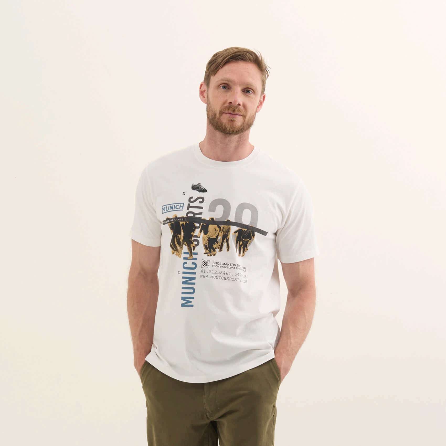 Camiseta de Algodón Orgánico con Logotipo Tipográfico Retro LIFESTYLE T-SHIRT GEORGE WHITE