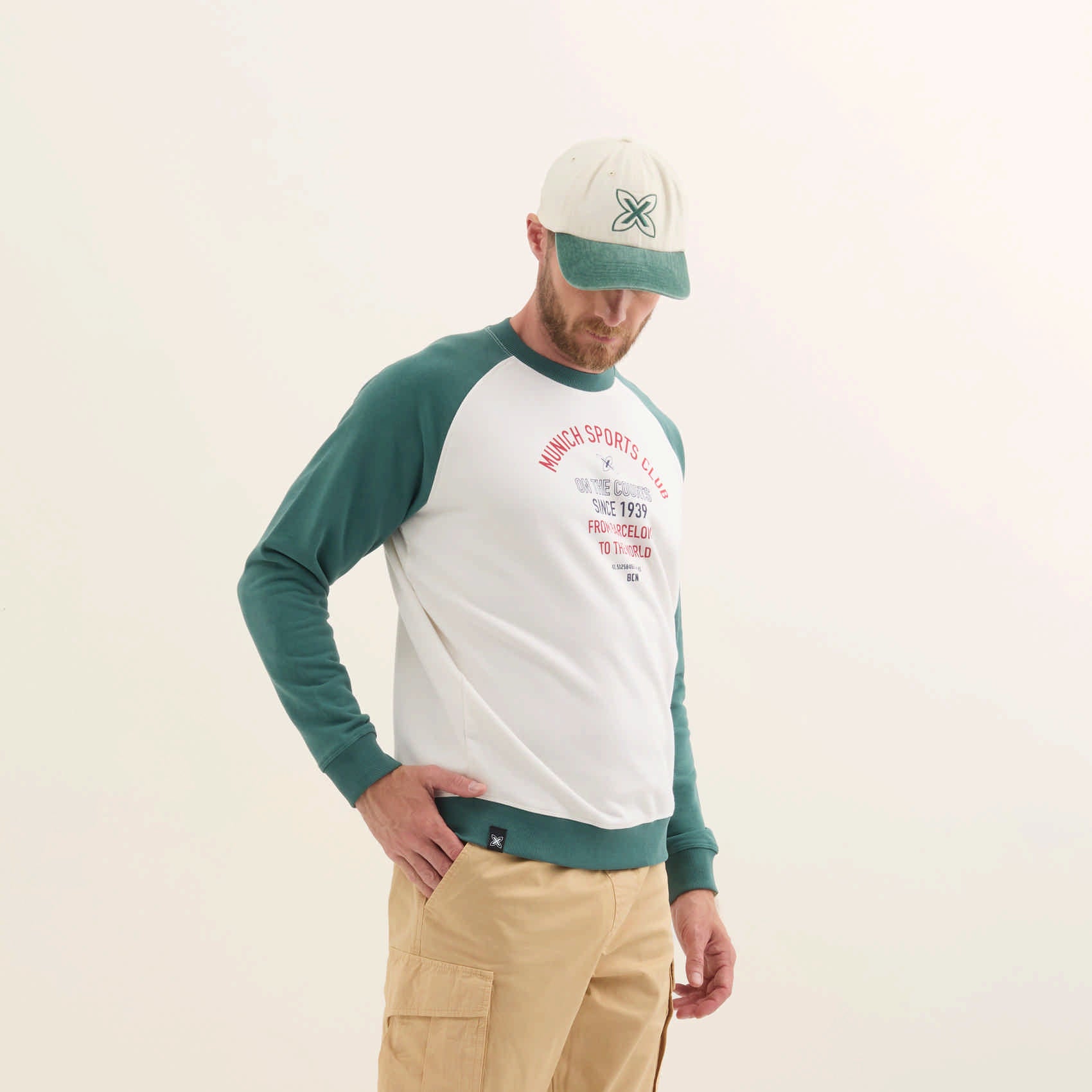 Sudadera Algodón Orgánico Mangas Raglán LIFESTYLE SWEATSHIRT TROY GREEN