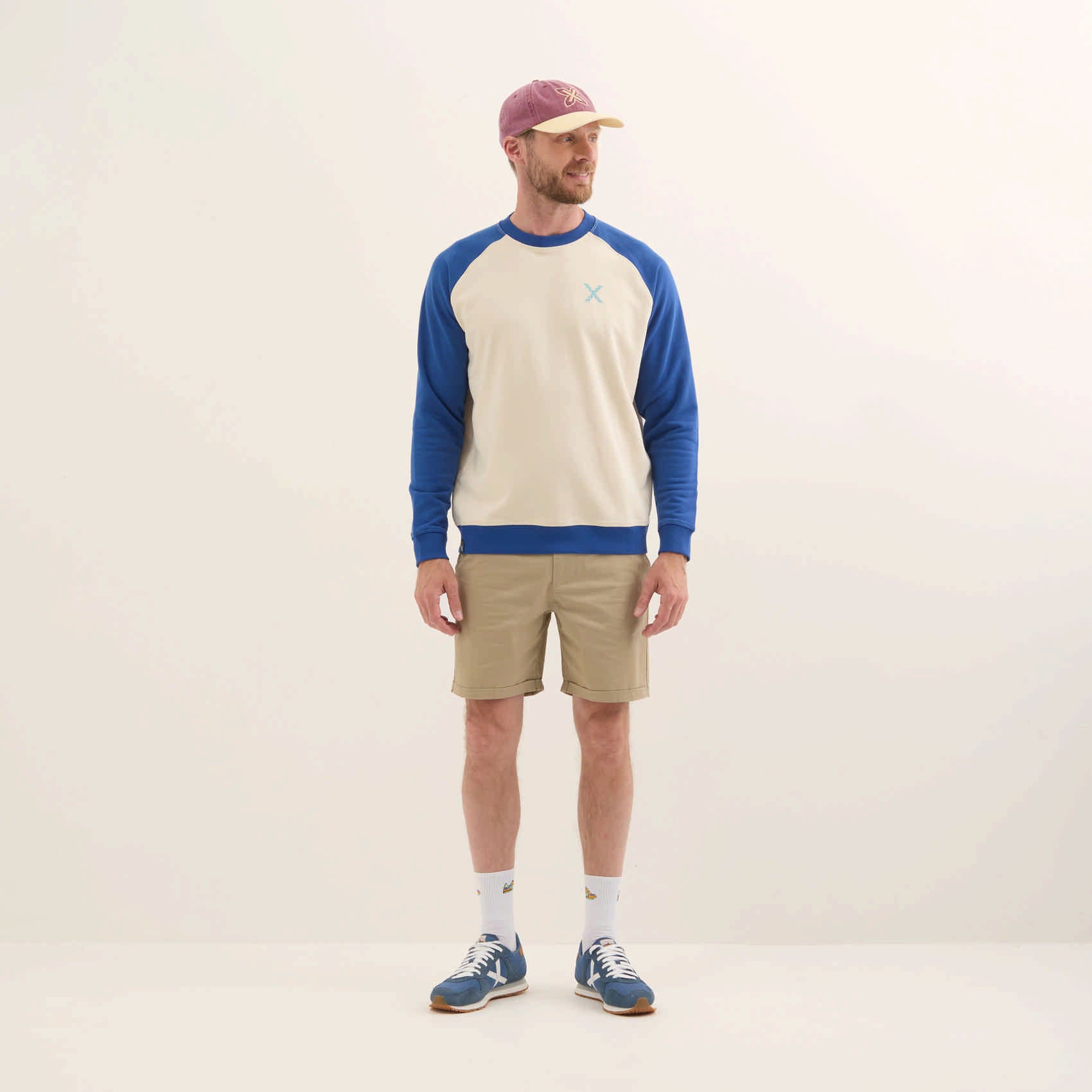 Sudadera Algodón Orgánico Mangas Raglán Azul LIFESTYLE SWEATSHIRT CHAD BLUE