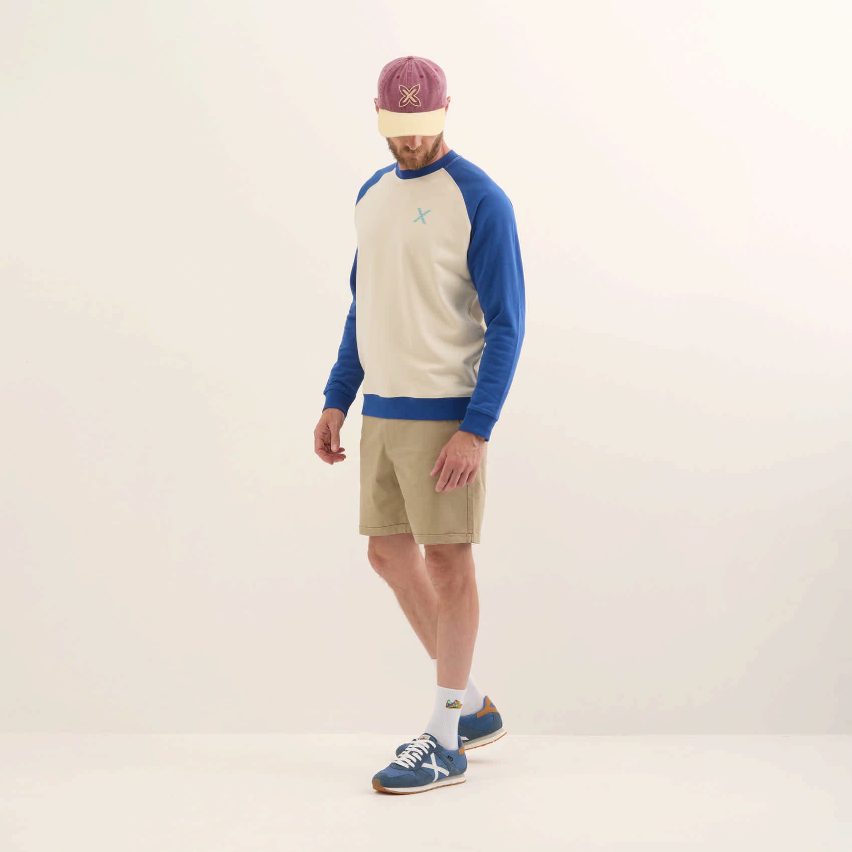 Sudadera Algodón Orgánico Mangas Raglán Azul LIFESTYLE SWEATSHIRT CHAD BLUE