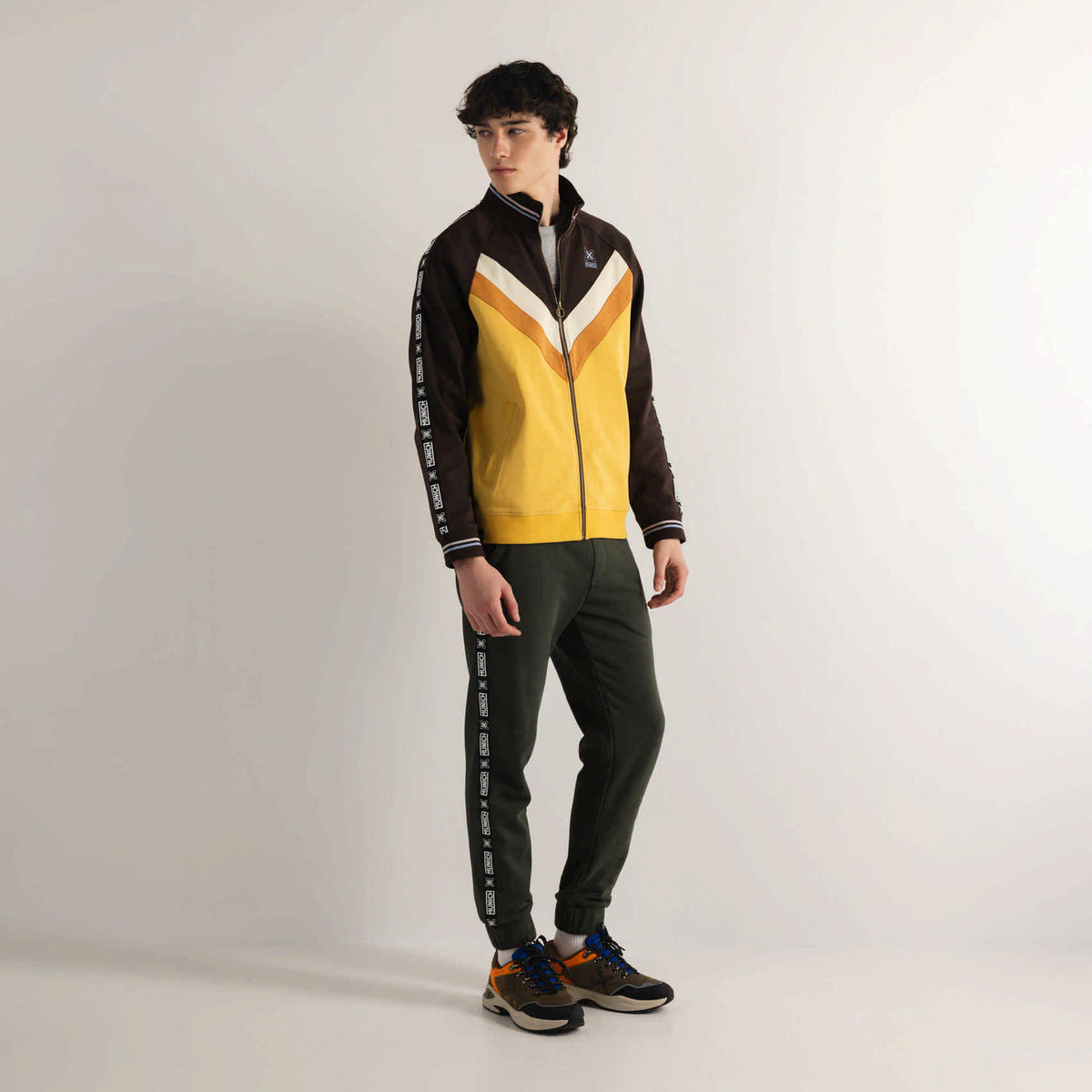 Chaqueta Deportiva Estilo Vintage Regular Fit Marrón y Amarillo JACKET SCUDETTO WHEAT