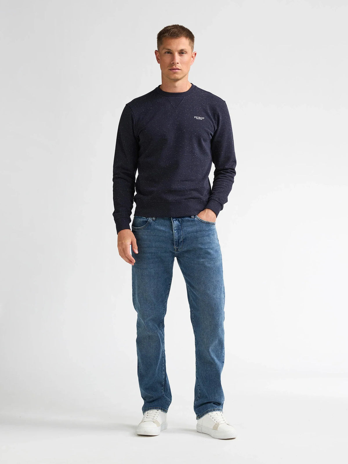 Sudadera jaspeada con cuello redondo rosewood