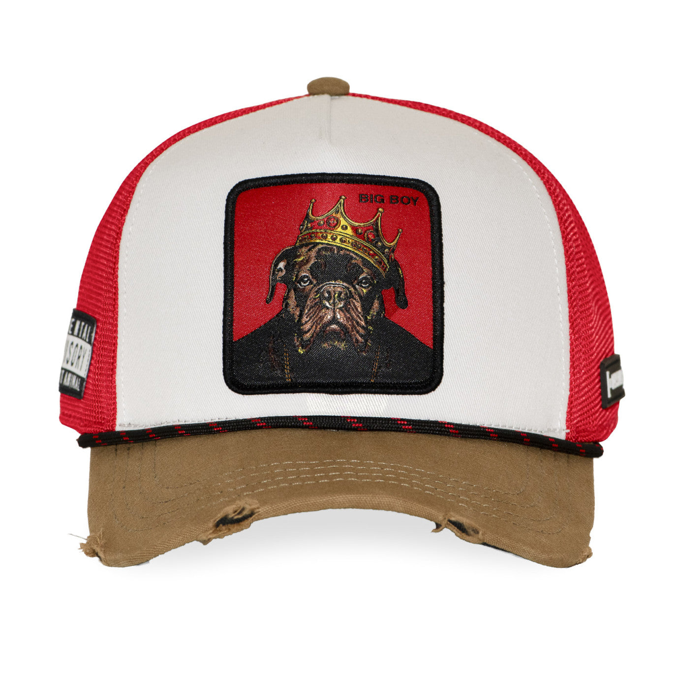 Gorra Capslab trucker premium perro con corona rojo y blanco
