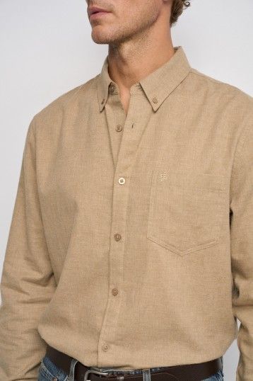 MELANGE COTTON SHIRT WITH CHEST LOGO