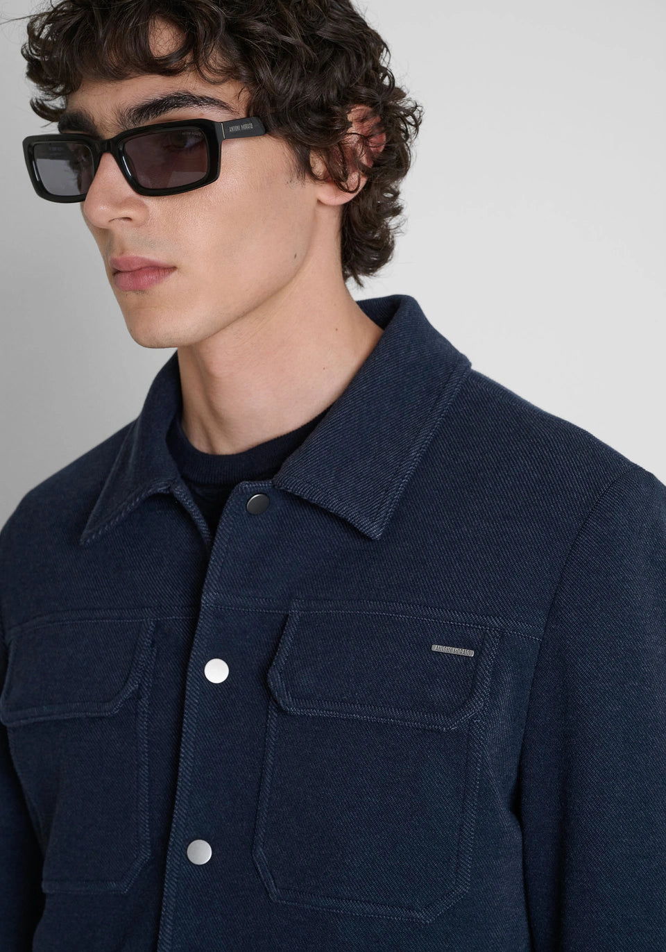 Abrigo azul marino slim fit de punto elástico
