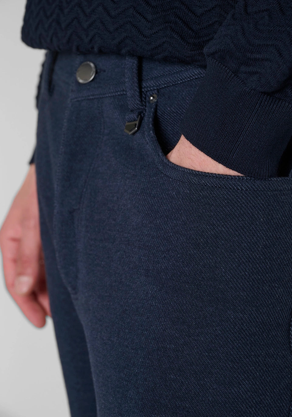 Pantalones "Argon" azul marino slim fit al tobillo