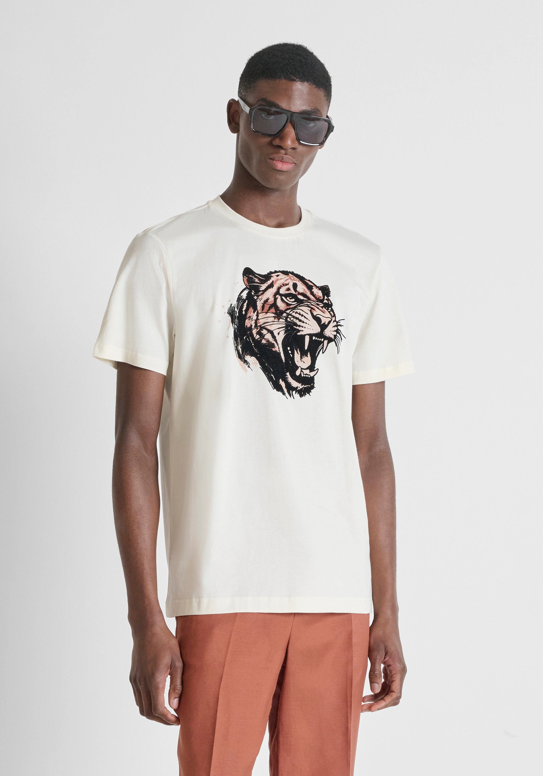 CAMISETA ANTONY MORATO REGULAR FIT DE PUNTO DE ALGODÓN CON ESTAMPADO BEIGE