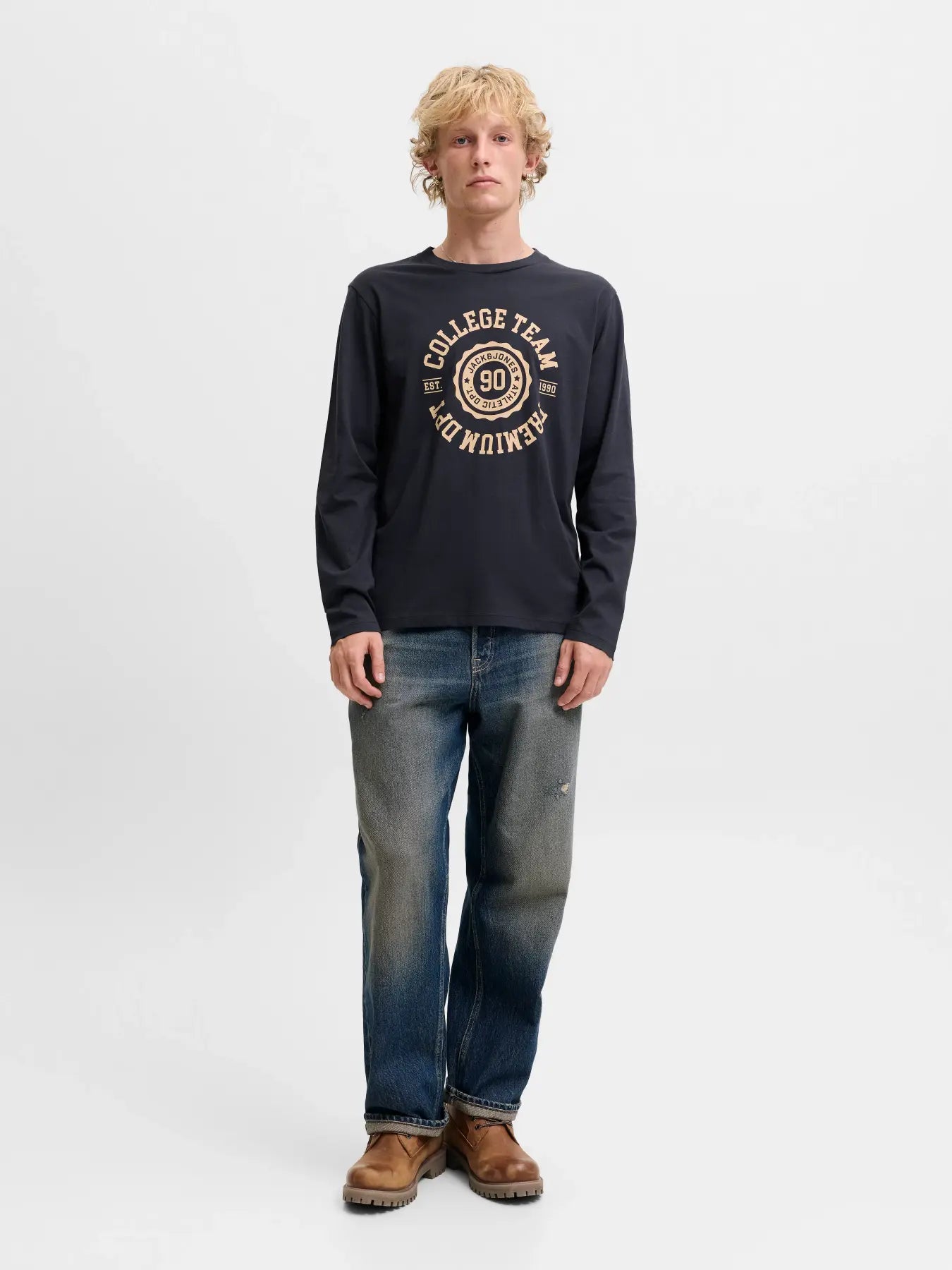 Camiseta J&J de manga larga Bluzander Dark Navy