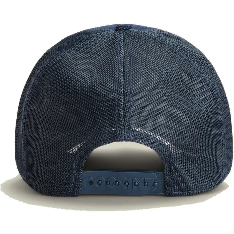 Gorra trucker azul marino buey Dead Denim The Farm de Goorin Bros.