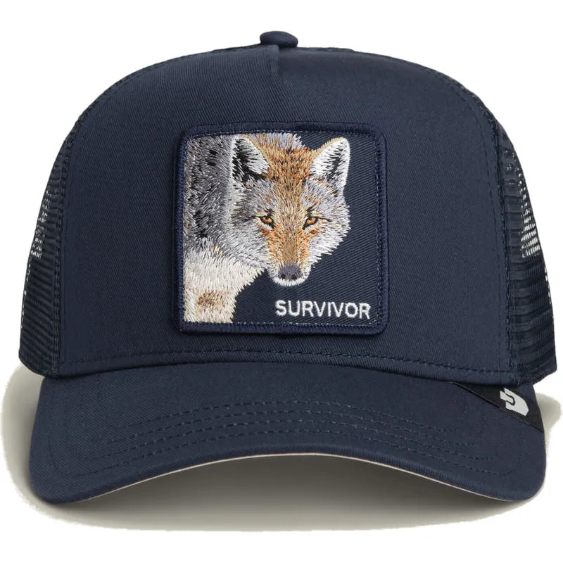 Gorra trucker azul marino lobo Survivor The Farm de Goorin Bros.