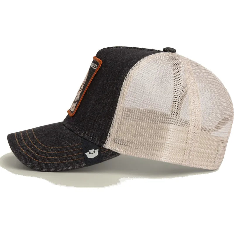 Gorra trucker negra calavera Cancelled Denim Skull The Farm de Goorin Bros.