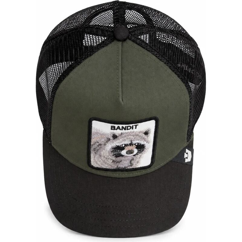 Gorra trucker verde y negra mapache Bandit Original Recipe The Farm de Goorin Bros.
