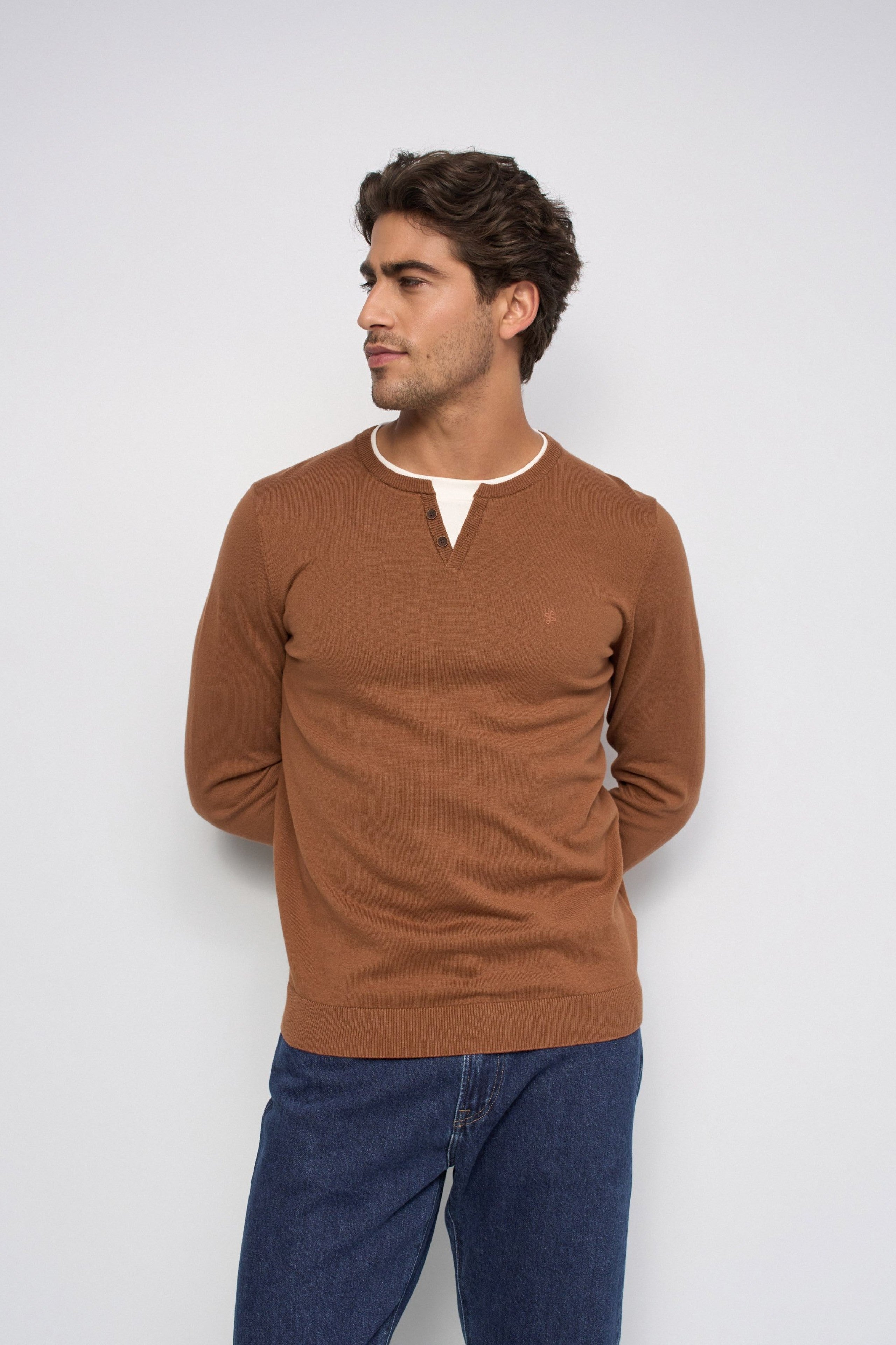 Jersey de punto Salsa con efecto camiseta Col marrón