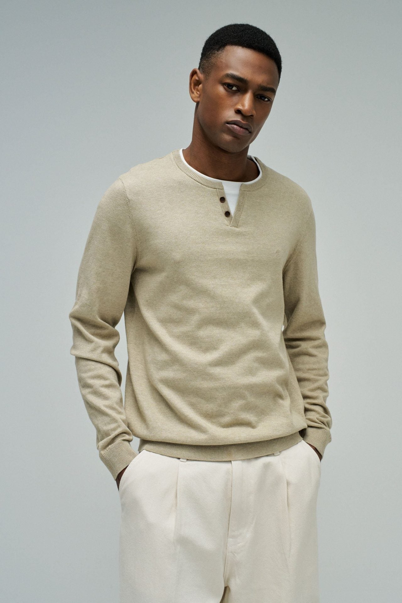 Jersey Salsa de punto con botones color Beige