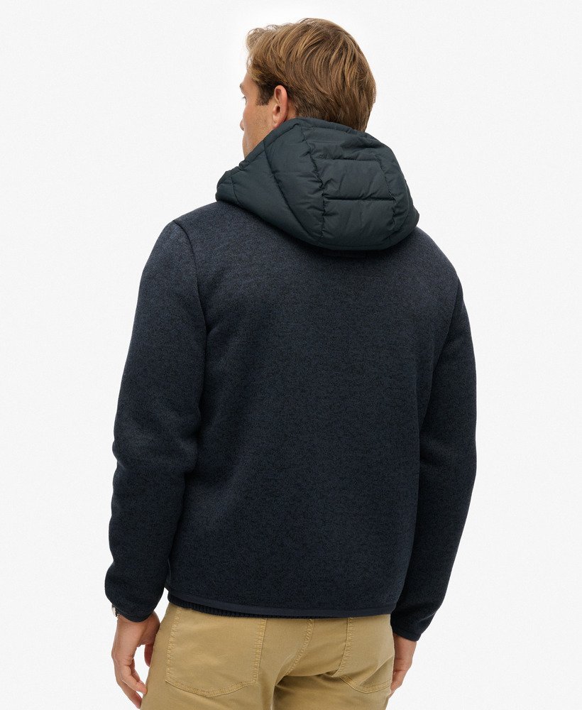 Chaqueta híbrida de punto y acolchado Storm de hombre con capucha marino