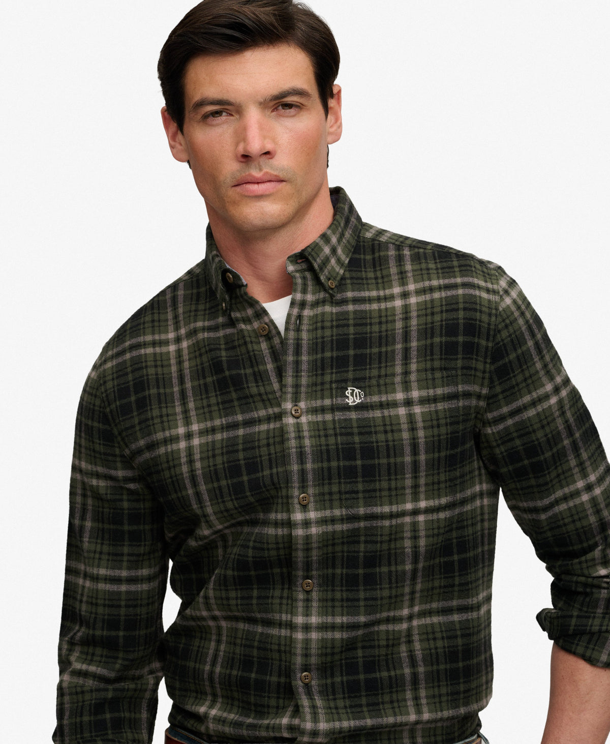 Camisa Lumberjack de Algodón Manga Larga Frontier Check Olive Green