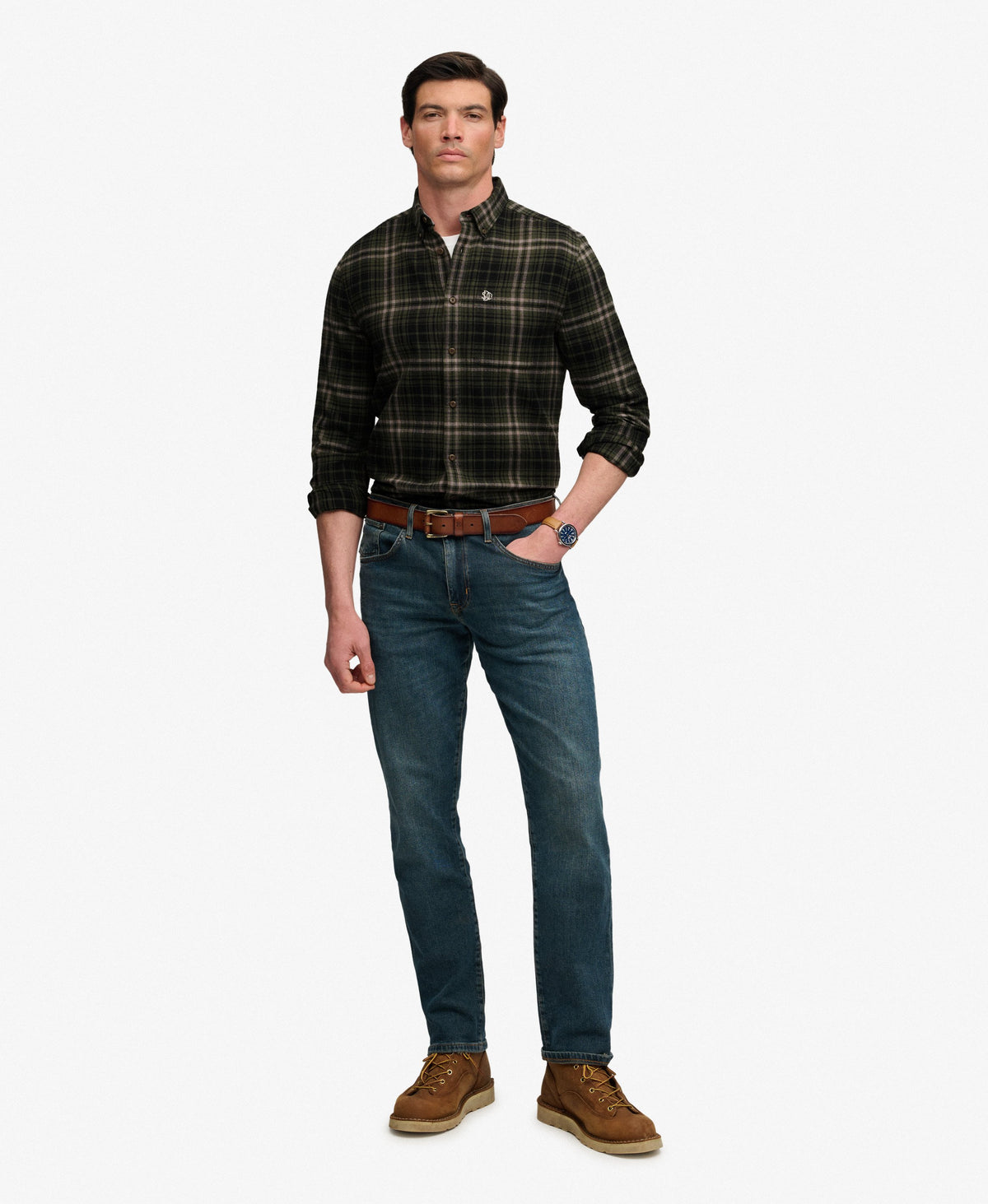 Camisa Lumberjack de Algodón Manga Larga Frontier Check Olive Green