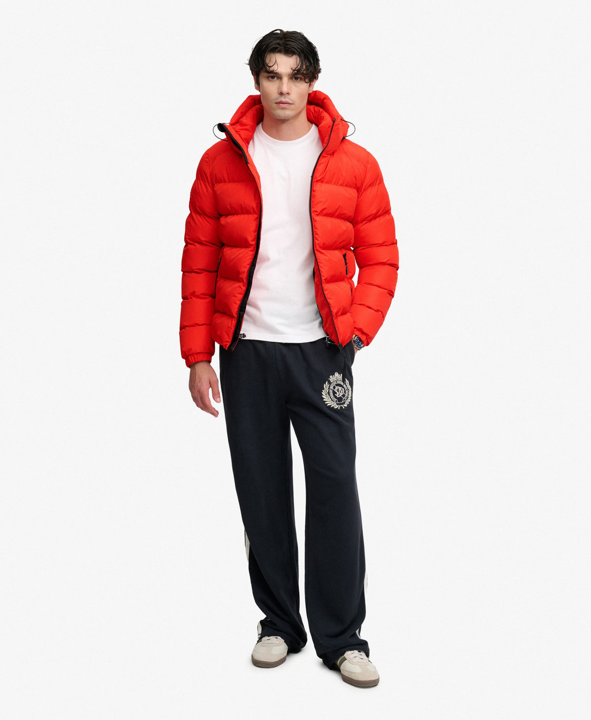 Chaqueta Acolchada Deportiva con Capucha roja