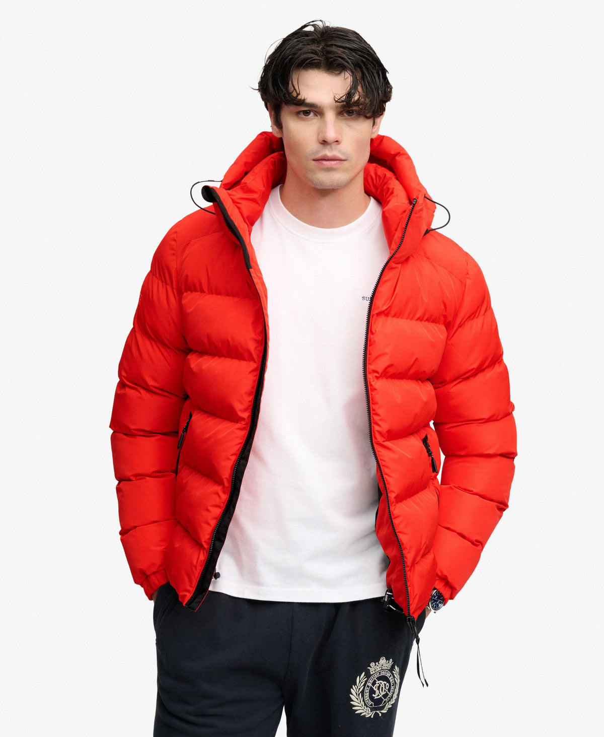 Chaqueta Acolchada Deportiva con Capucha roja