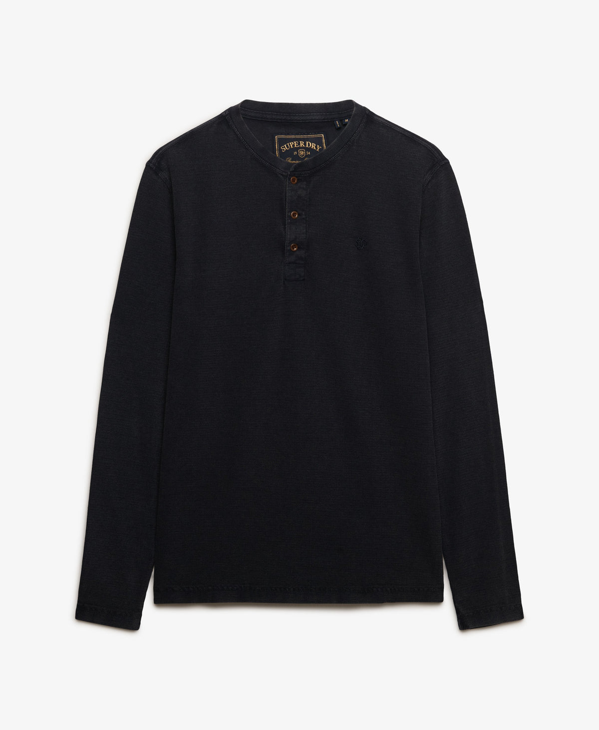 Camiseta Henley de Manga Larga Waffle French Blue