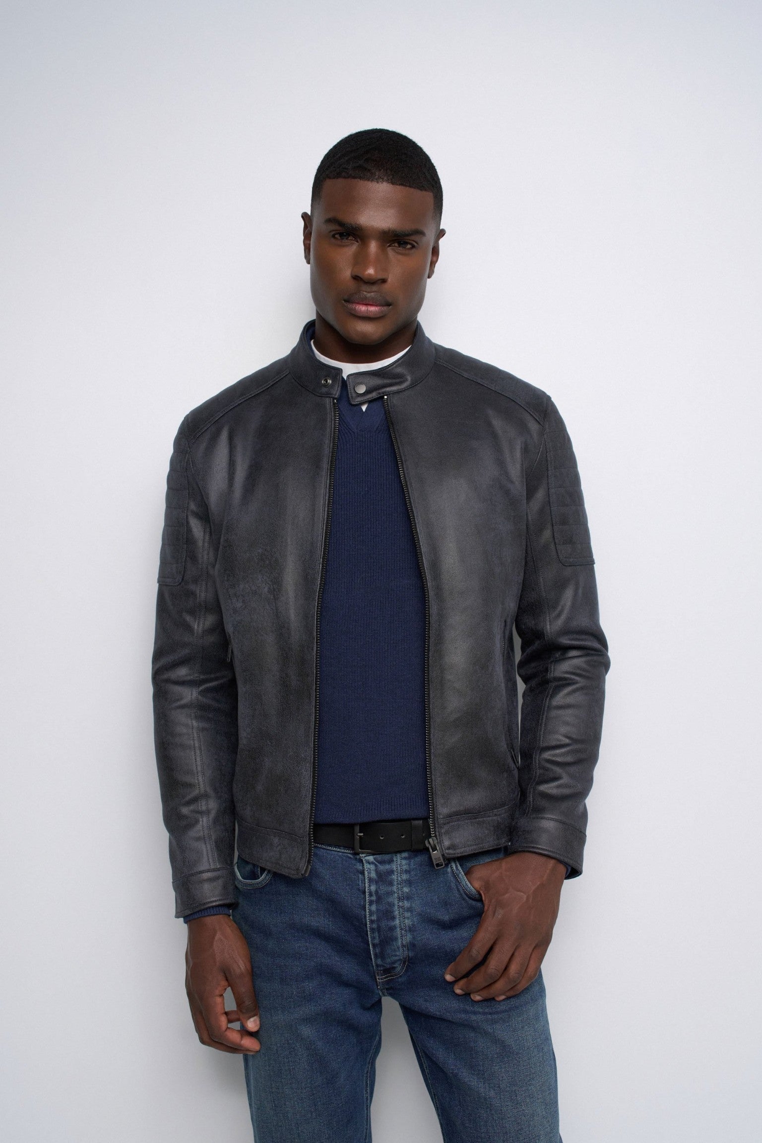 New CAZADORA BIKER EFECTO CUERO