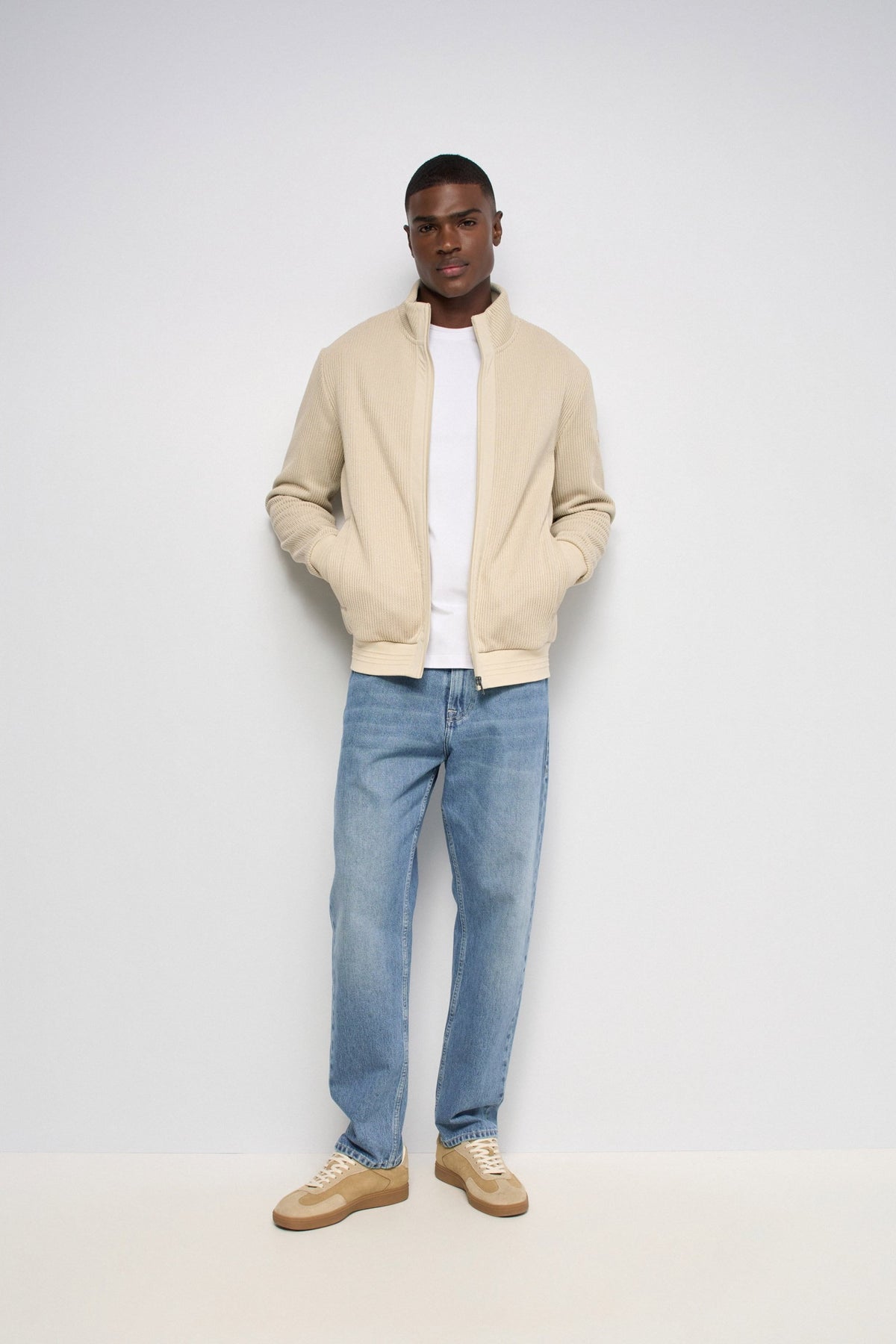 Chaqueta Salsa Bomber de punto Beige