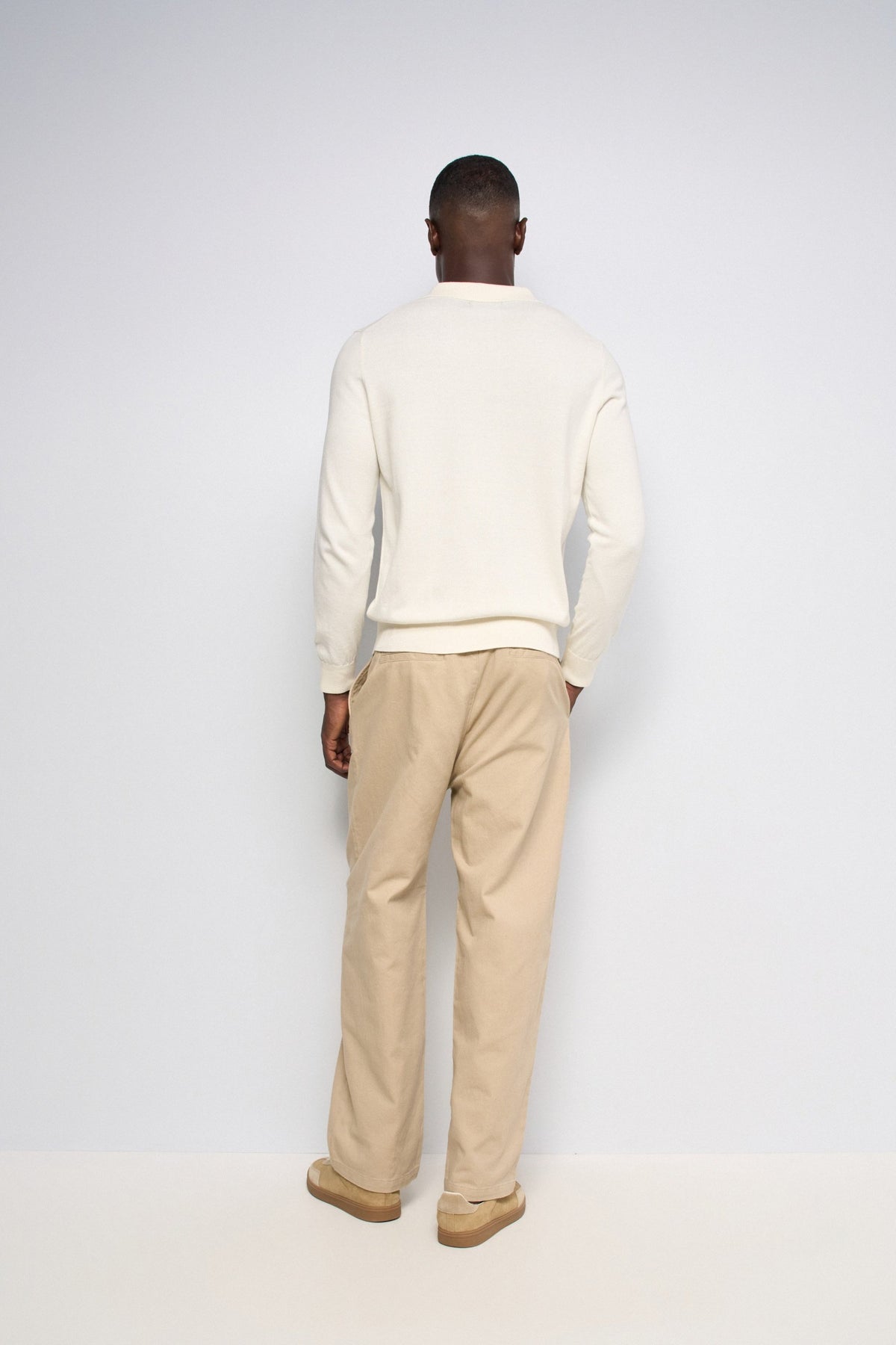 Polo Salsa texturizado de manga larga Beige