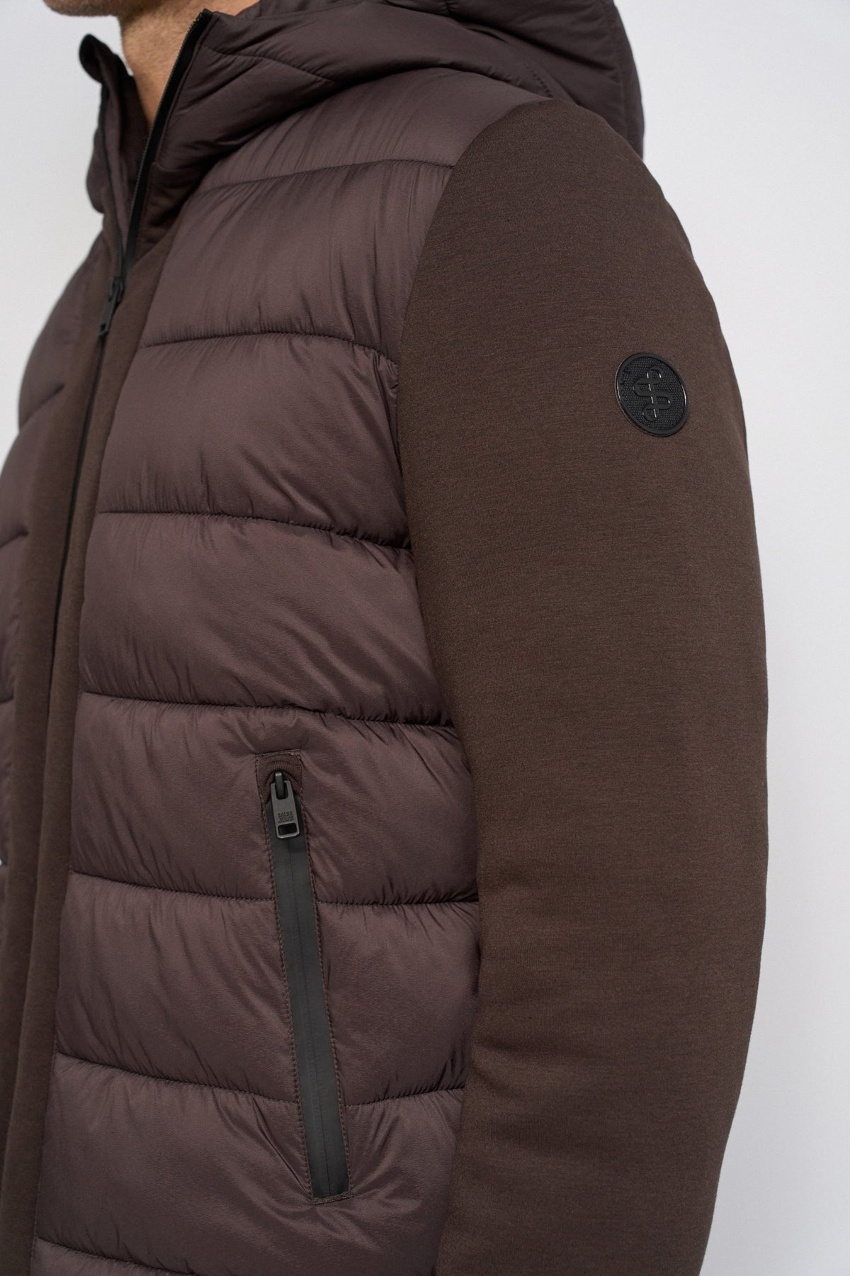 Chaqueta Salsa acolchada con mezcla de materiales Marrón