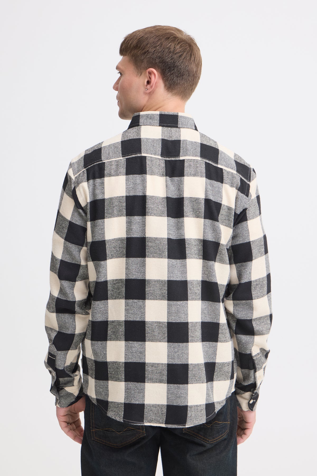 Camisa Blend de cuadros beige y negro