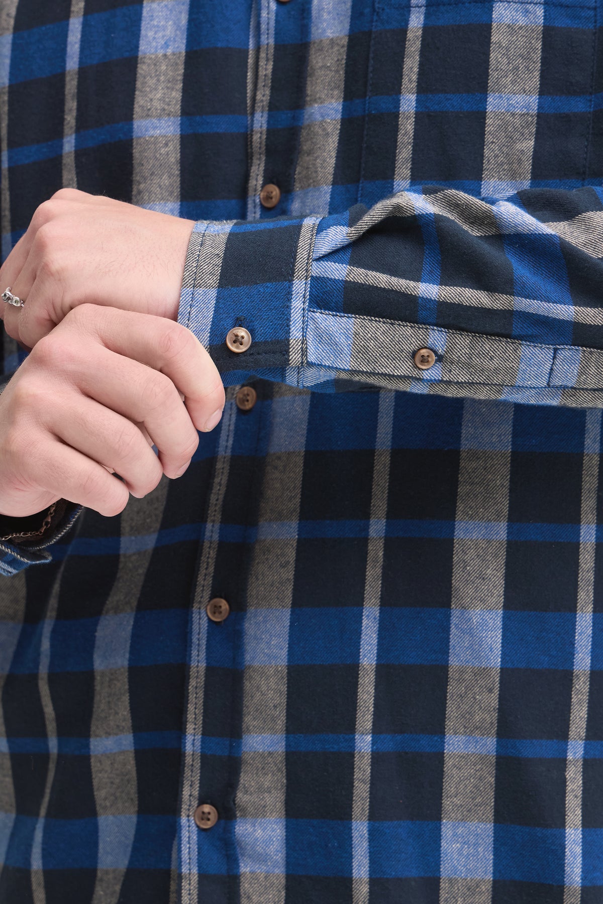 CAMISA BLEND DE MANGA LARGA DE CUADROS