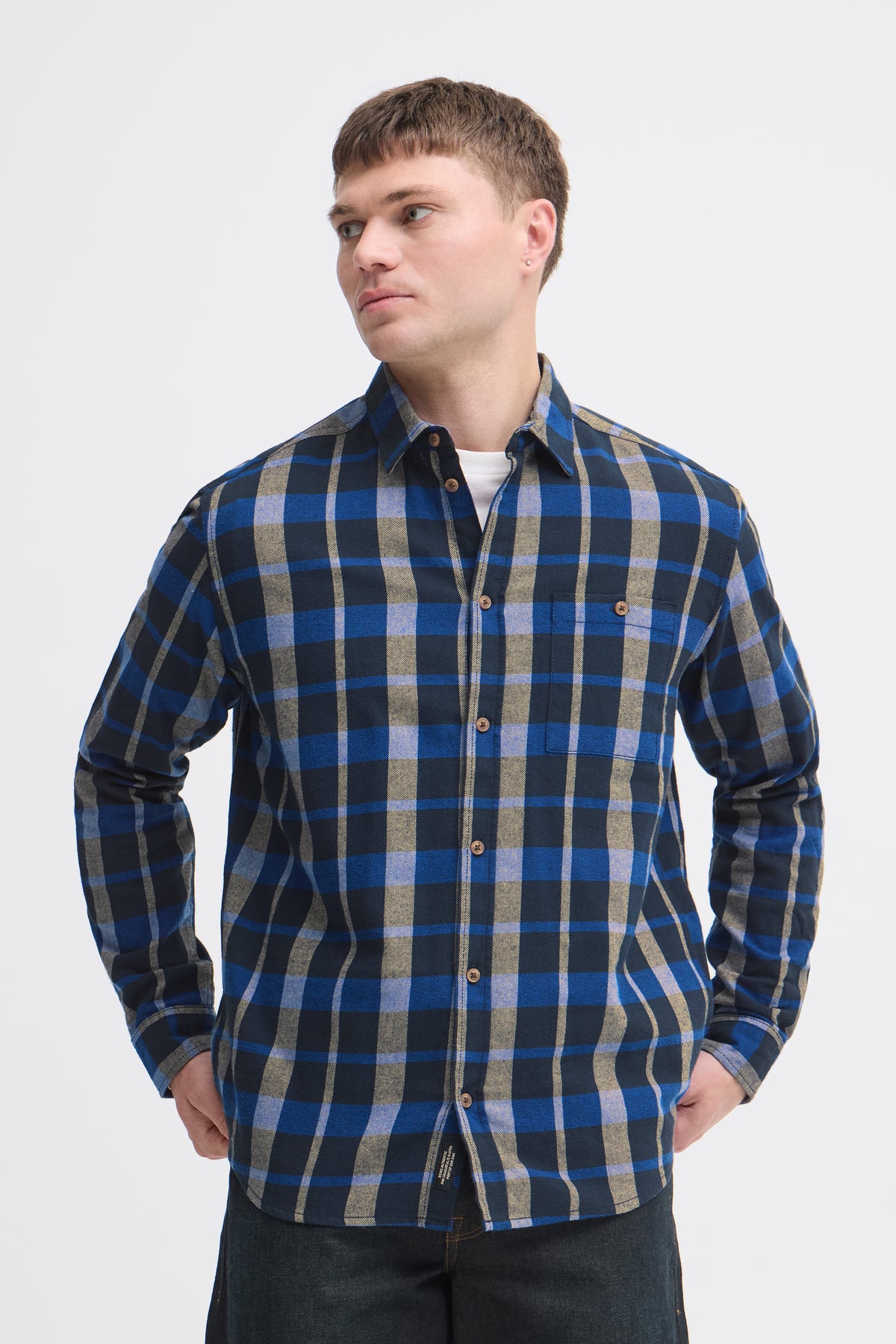 CAMISA BLEND DE MANGA LARGA DE CUADROS