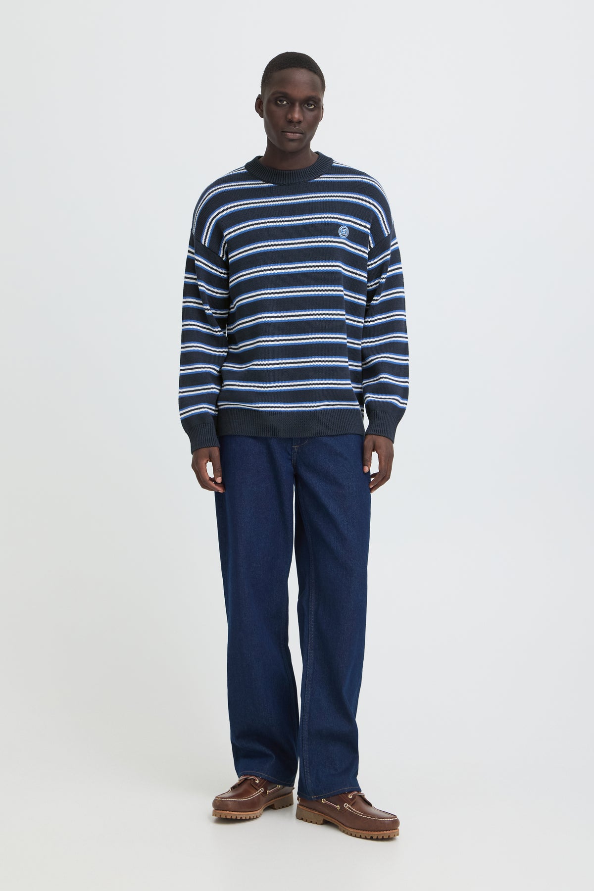 Jersey Blend de rayas de cuello redondo Col. Azul
