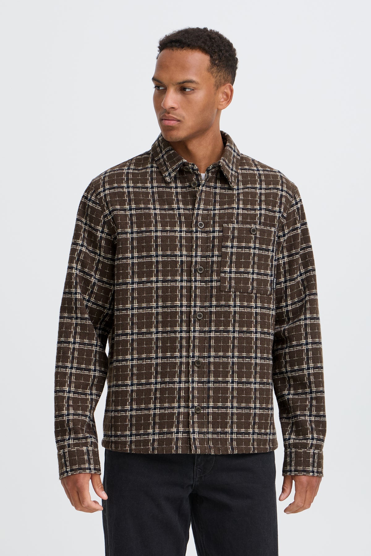 Sobrecamisa Blend de cuadros marrón