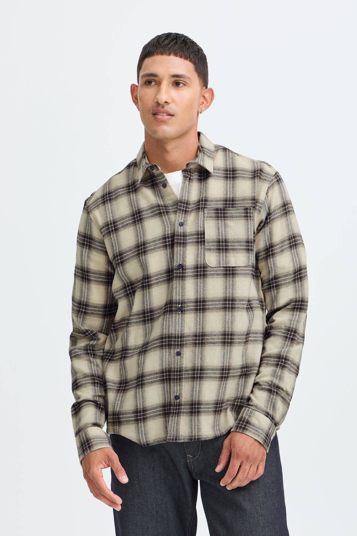 Camisa Blend BHClaus shirt de cuadros beige - negro