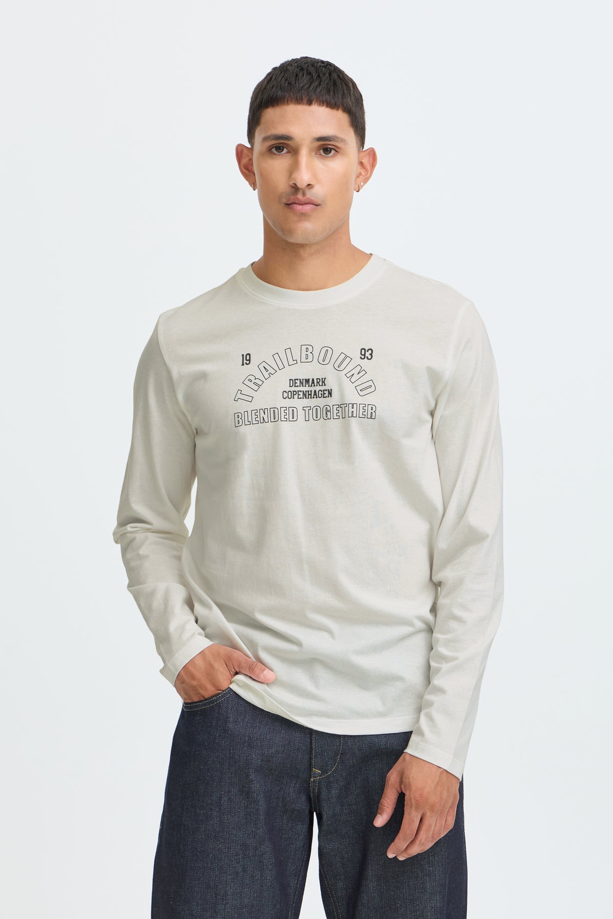 Camiseta de manga larga Blend estampado blanco