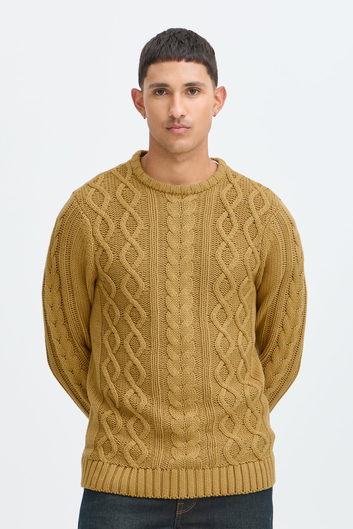 Jersey Blend de cuello redondo de ochos Mostaza