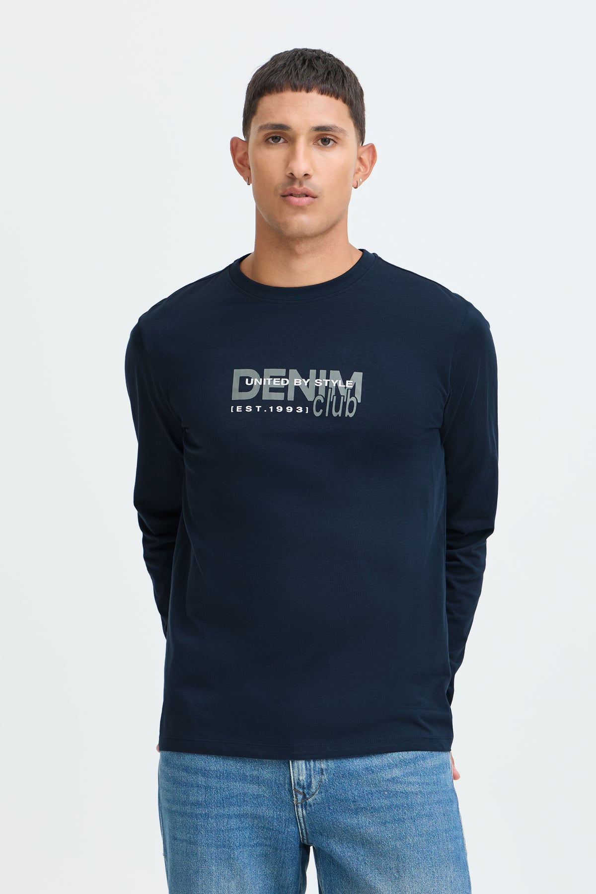 Camiseta Blend de manga larga y cuello redondo Col. Marino