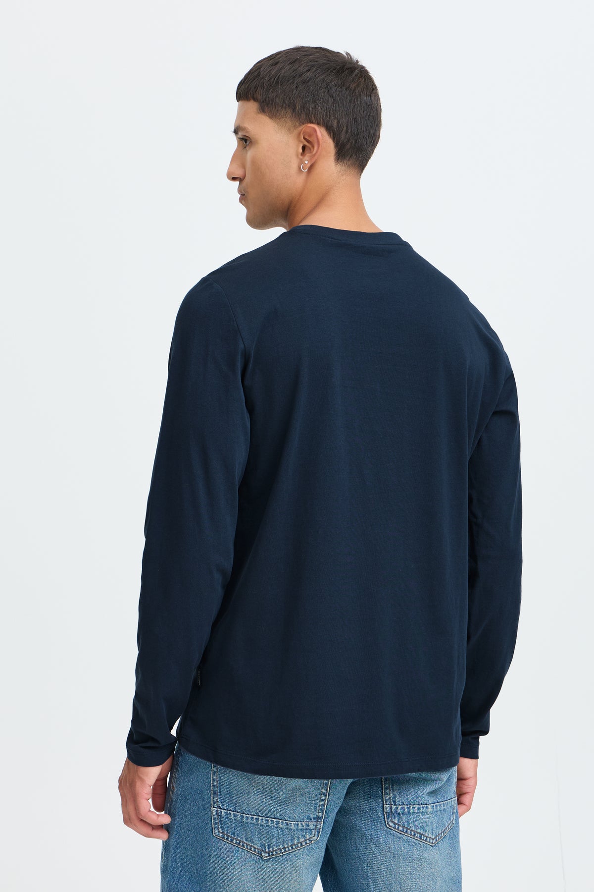 Camiseta Blend de manga larga y cuello redondo Col. Marino