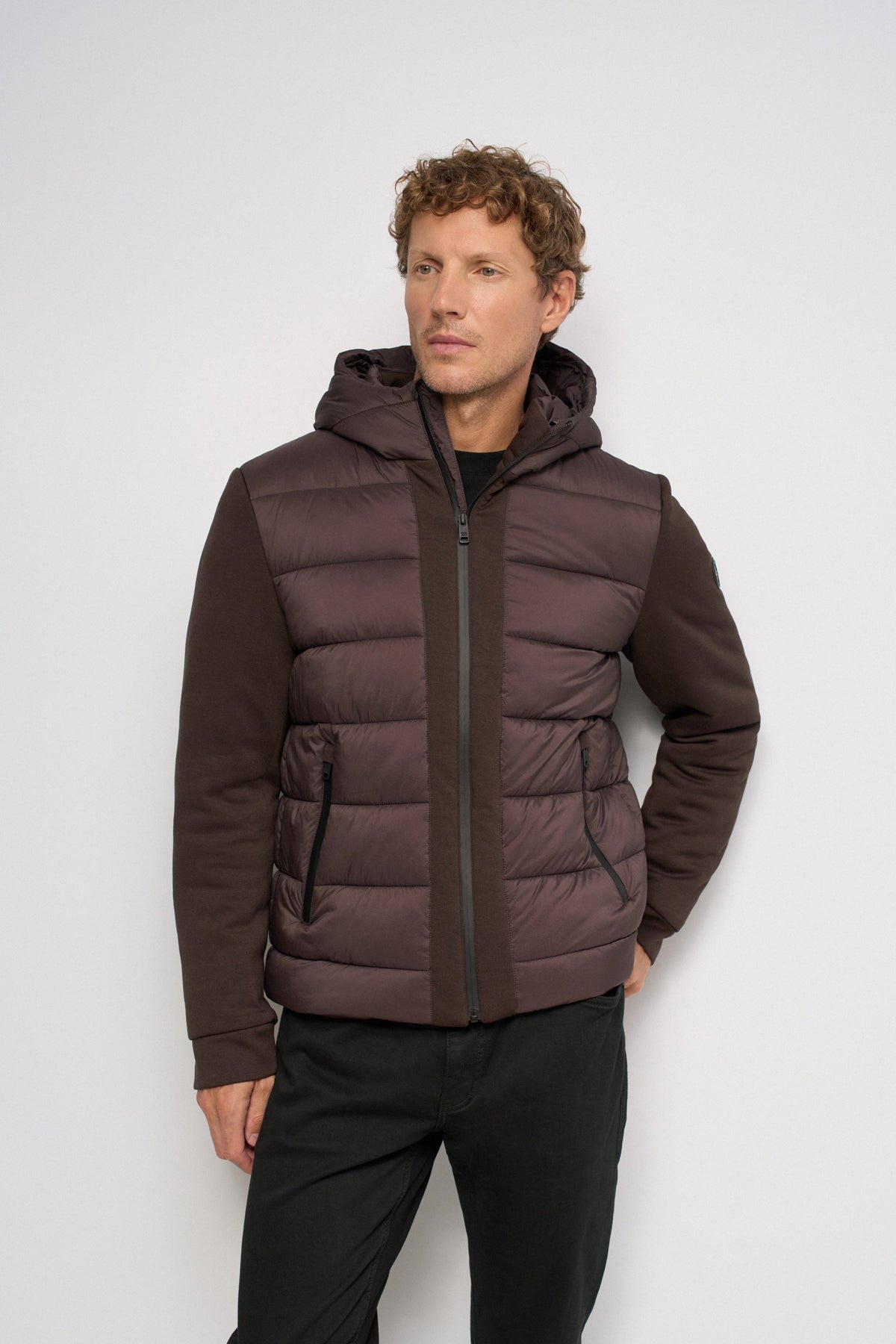 Chaqueta Salsa acolchada con mezcla de materiales Marrón