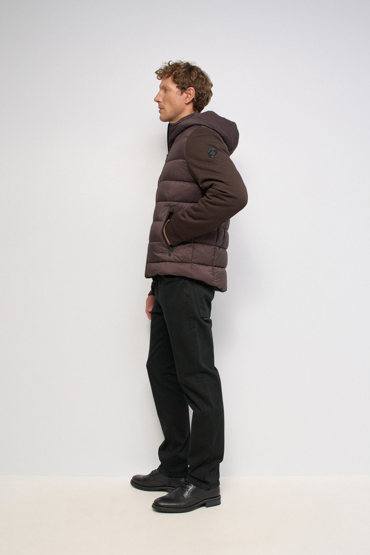 Chaqueta Salsa acolchada con mezcla de materiales Marrón