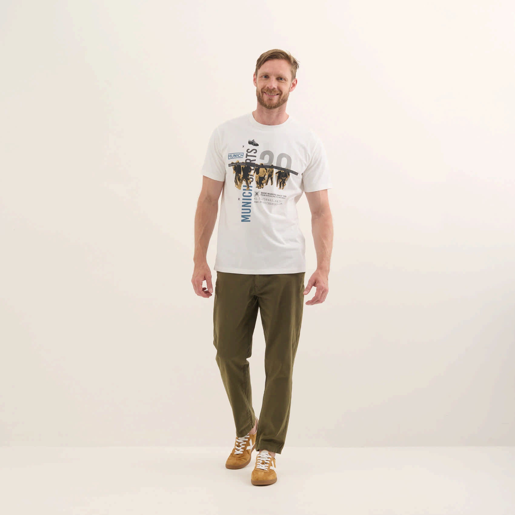 Camiseta de Algodón Orgánico con Logotipo Tipográfico Retro LIFESTYLE T-SHIRT GEORGE WHITE