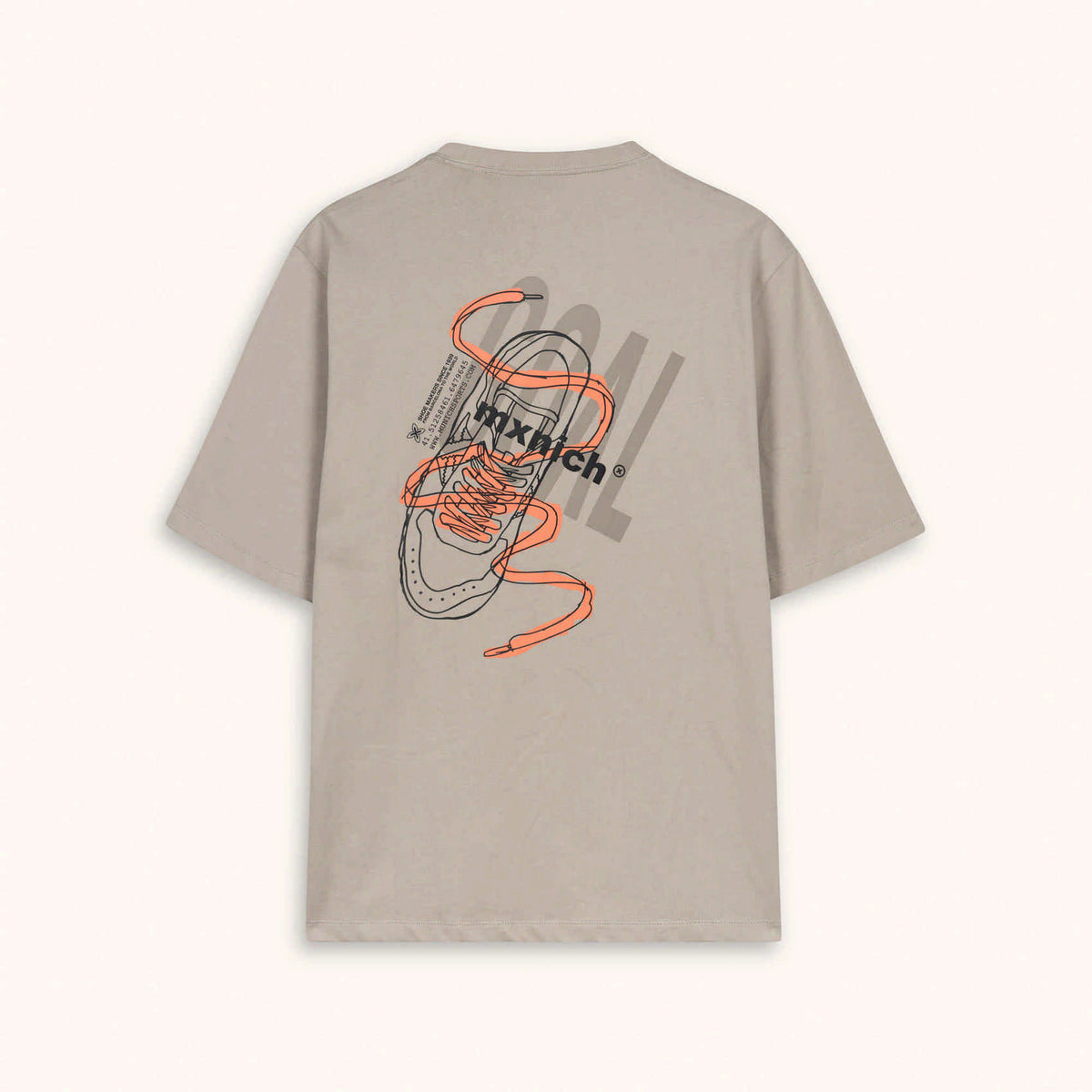 Camiseta Oversize Algodón Orgánico Beige Piedra Estampado Trasero OVERSIZE T-SHIRT LACES STONE