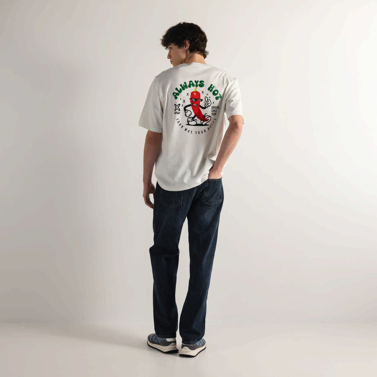 Camiseta Oversize Algodón Orgánico Blanco Roto Estampado Trasero OVERSIZE T-SHIRT CHILLY OFF WHITE