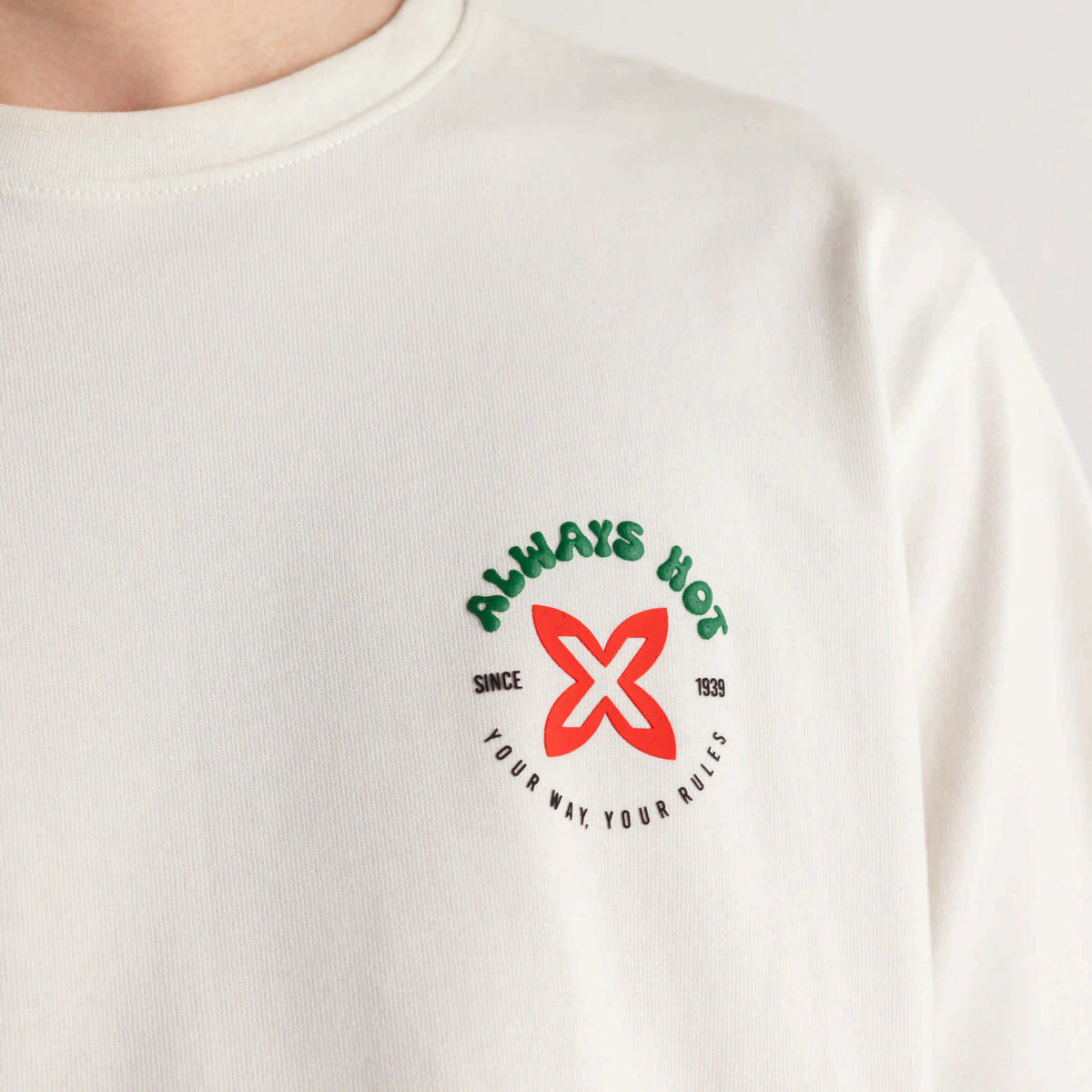 Camiseta Oversize Algodón Orgánico Blanco Roto Estampado Trasero OVERSIZE T-SHIRT CHILLY OFF WHITE