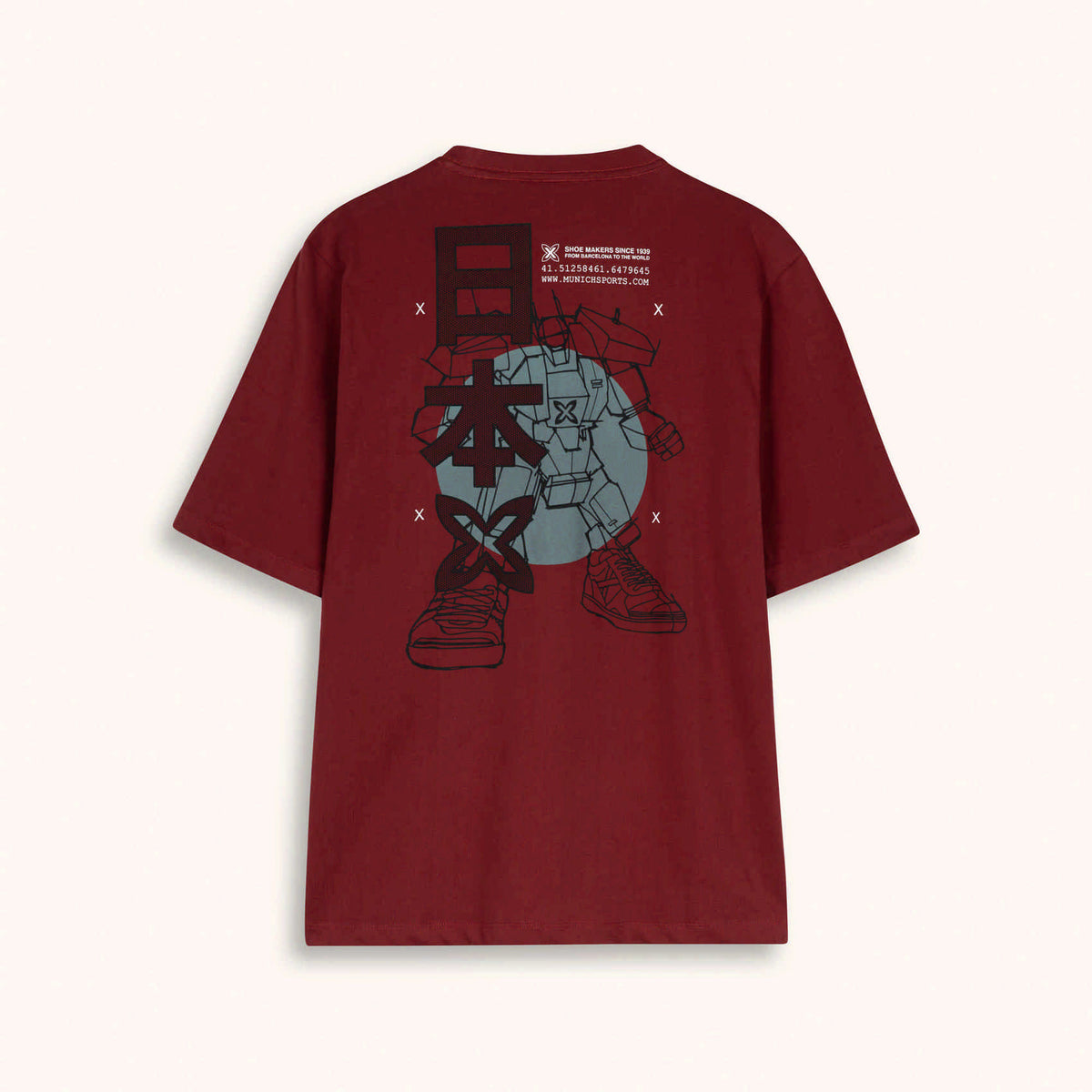 Camiseta Oversize Algodón Orgánico Rojo Granate Estampado Trasero OVERSIZE T-SHIRT JAPAN RED