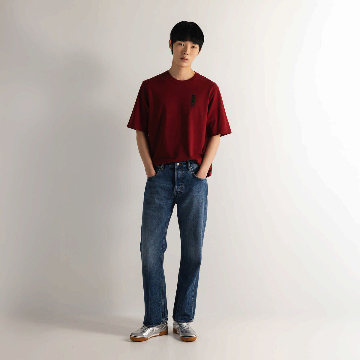 Camiseta Oversize Algodón Orgánico Rojo Granate Estampado Trasero OVERSIZE T-SHIRT JAPAN RED