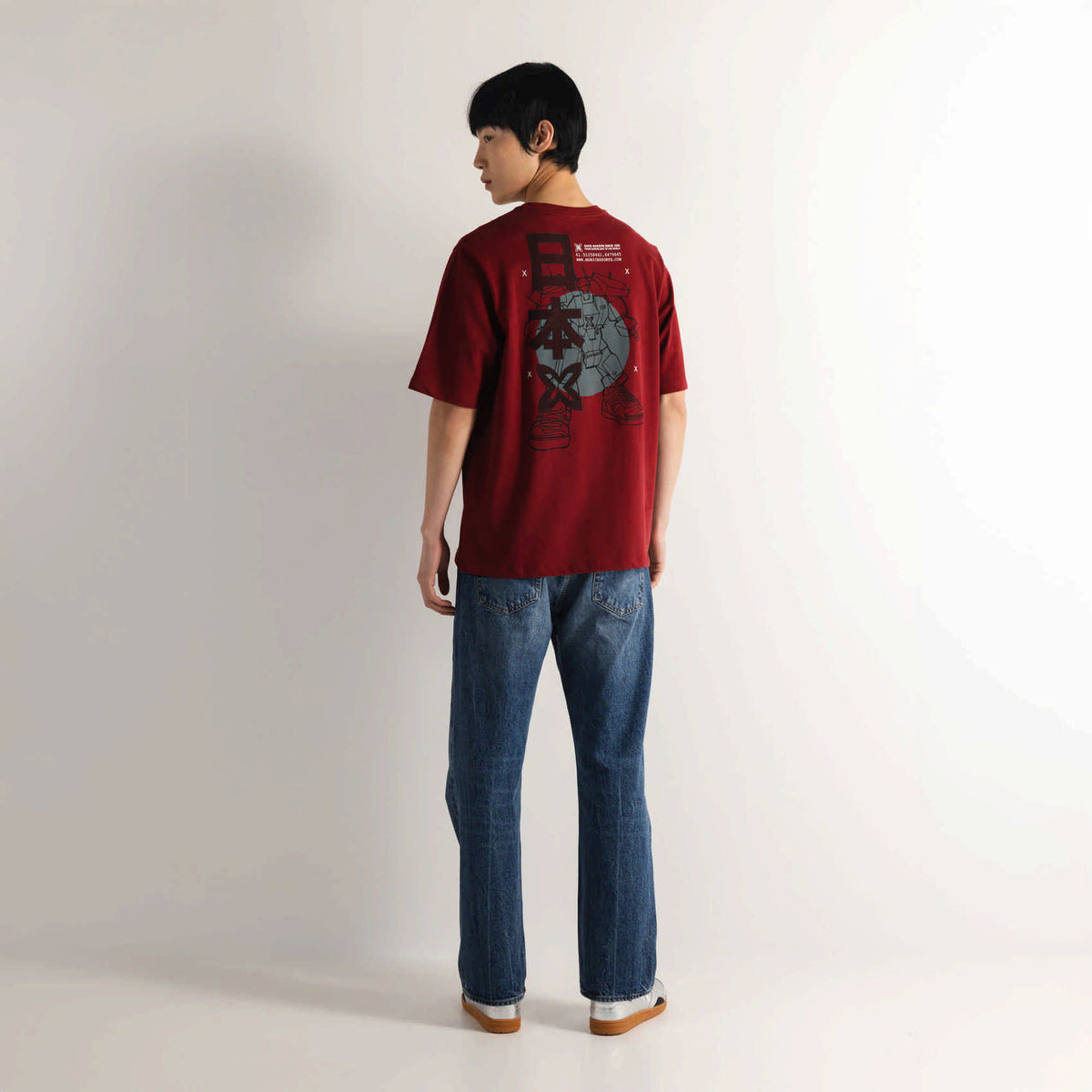 Camiseta Oversize Algodón Orgánico Rojo Granate Estampado Trasero OVERSIZE T-SHIRT JAPAN RED